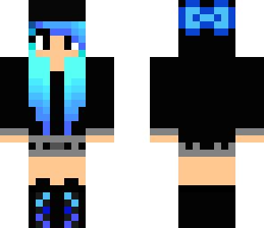 blue hair and hoodie