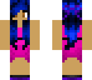 blue and pink girl with cute bow