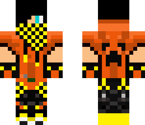 orange and yellow mask cool guy with headphones