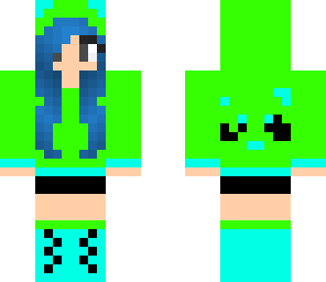 lime green and light blue panda girl