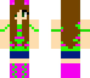 green and pink kitty girl 