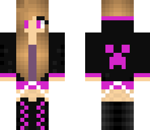 pink and black hoodie creeper girl