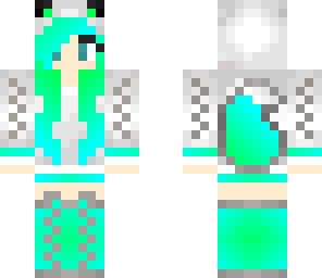 green and bue fox girl