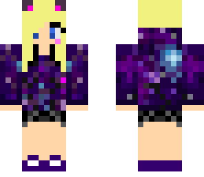 galaxy girl with blonde and black hair