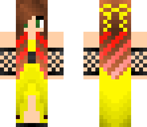 cute girl in yellow long dress