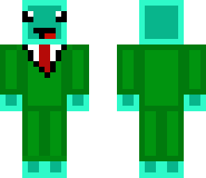 blue slime in green suit