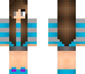 blue and white brown haired girl