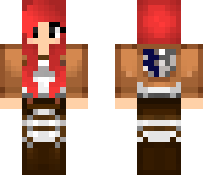 red haired aot girl with black eyes