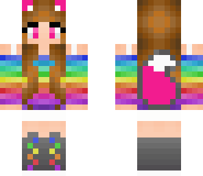pink rainbow fox girl
