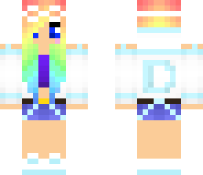 my new skin with rainbow hair
