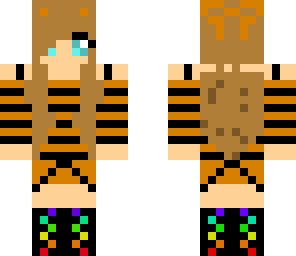 cute tiger striped girl with hoodie bow and belt