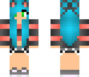 blue hair kitten girl