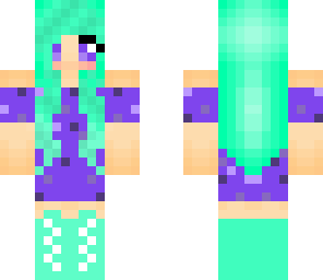 teal hair and purple dress