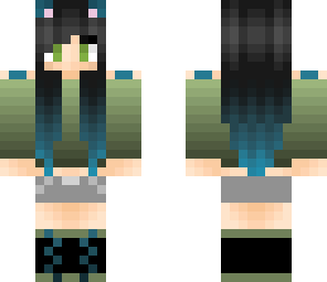 dark blue-green cat girl