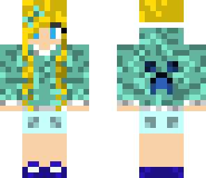 blue creeper jacket girl blonde