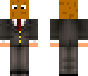 box head in a suit