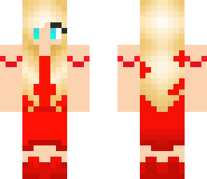 blonde girl red dress