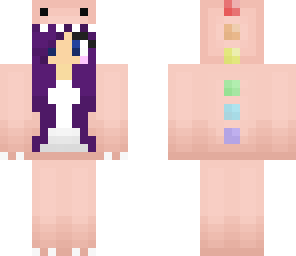 my dino suit  purple hair