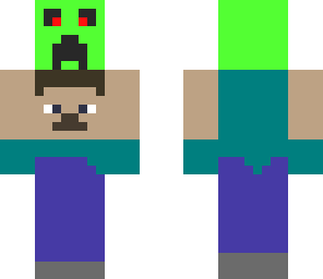 steve holding creeper head