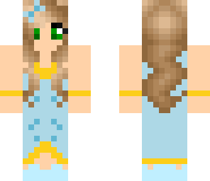 girl in blue silk dress and gold jewelry