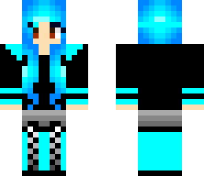 blue haired girl brown eyes