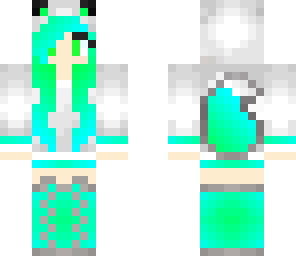 green and blue wolf girl