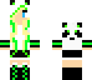 green and white panda girl