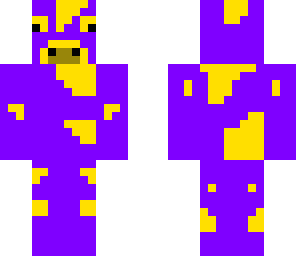 purple and yellow cow