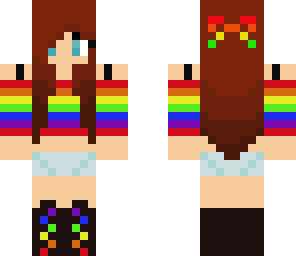 rainbow girl with headpone
