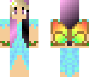 rainbow winged-purple haired-blue dress fairy