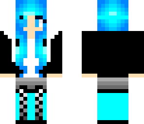 blue haired girl with black hoodie