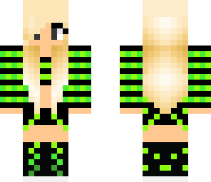 neon green striped girl