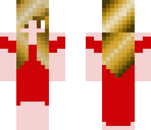 red dressed shiny hair