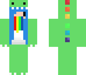 barfing rainbow pixel dino girl