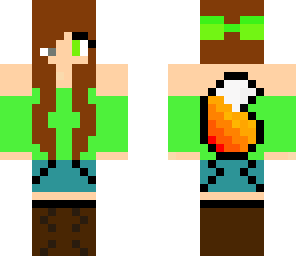 green fox with a orange tail