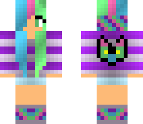 blue pink purple and green