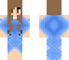 blue dress brown hair girl