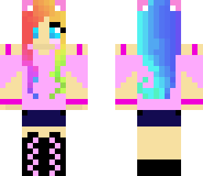 pretty rainbow haired cat eared girl