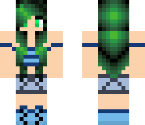 green haired girl with summer outfit