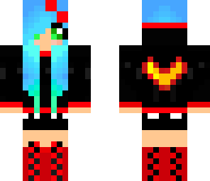 red and blue emo girl