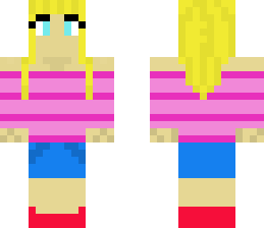 blonde girl blue eyes pink shirt