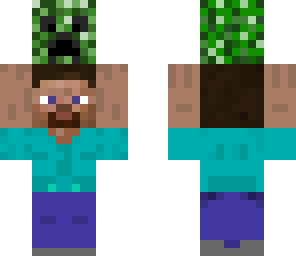 steve holding creeper head