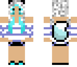 blue hair with wolf hat