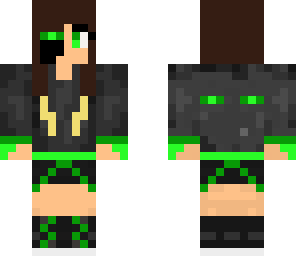 half neon green ender girl