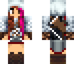 assasin girl with pink strand of hair