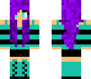 purple haired girl with cyan top