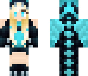 cute dark aqua dragon girl