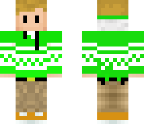blode hair green sweater