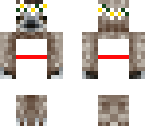 sloth with a flower crown and white dress