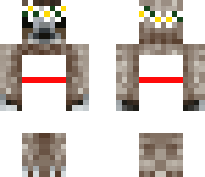 sloth with a flower crown and white dress